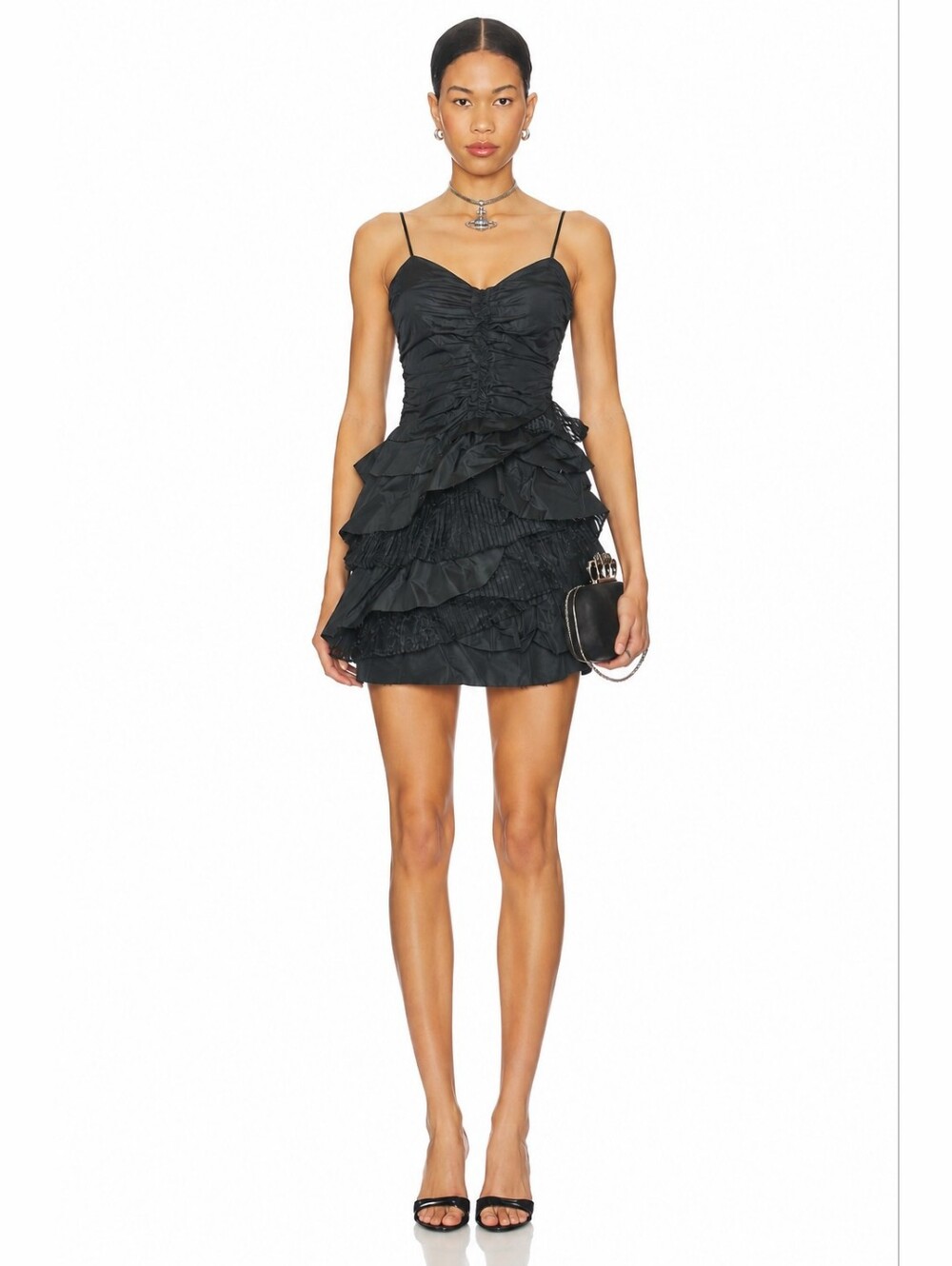 Forever21 Formal Black Gothic Ruffle Lace Party Mini Dress 4